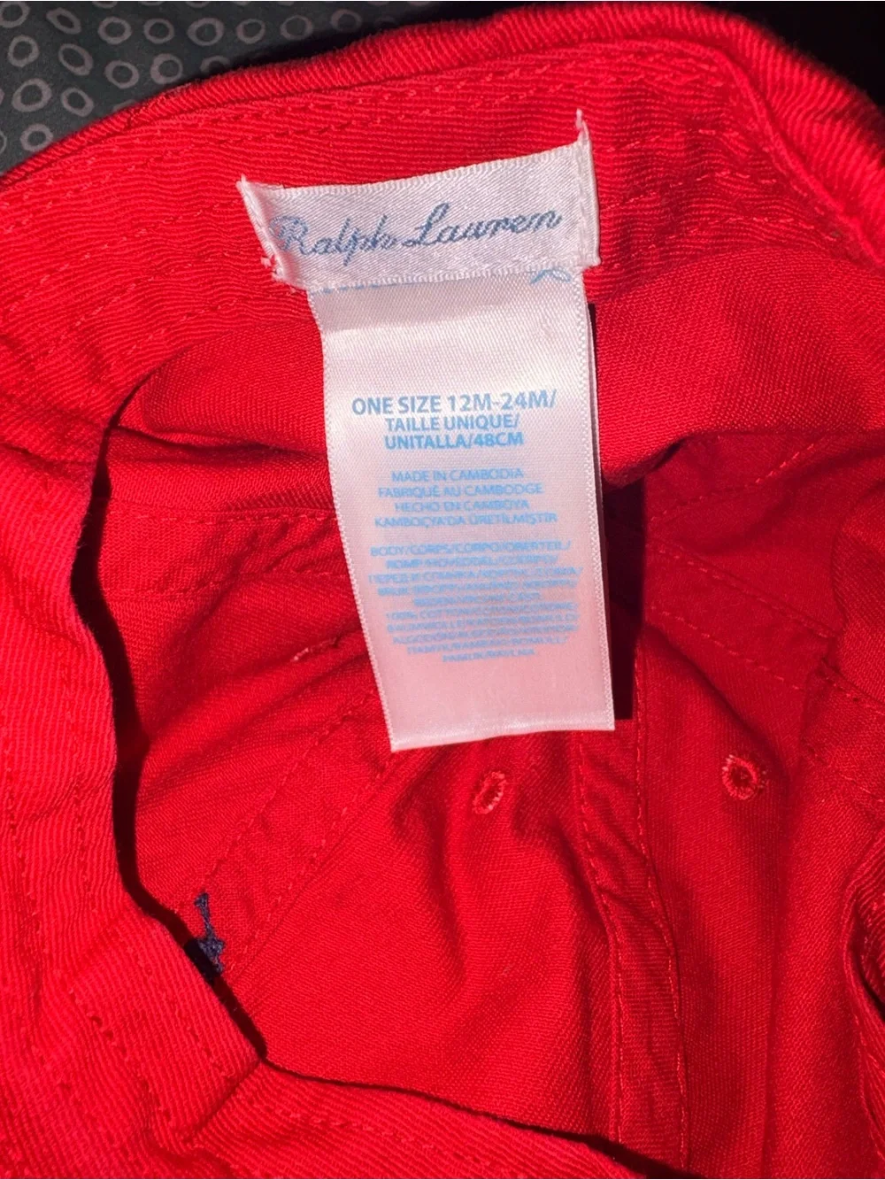 Ralph Lauren Red Baseball Cap with Navy Polo Pony Embroidery